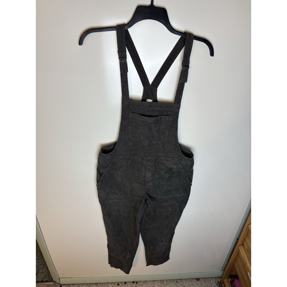 Aerie Corduroy Overalls Work & Play Women's Size Medium Smoked Grey Raw Hem